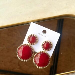 Bordo Sallantılı Gold Detay Küpe