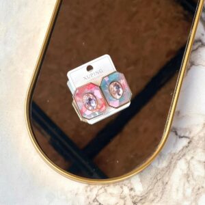 Mineli Taşlı Pembe Tonlu Küpe