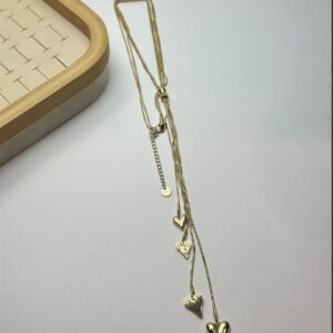 Çelik Y çoklu kalp uçlu kolye