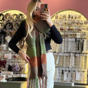 Kiremit kahve ekose şal