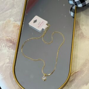 Tektaş uçlu arpa ezme zincir çelik gold kolye