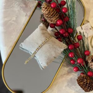 Geçme zincir taşlı gold çelik bileklik