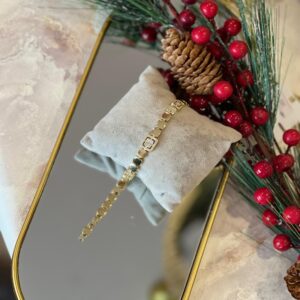 Kare ezme baget taşlı gold çelik bileklik