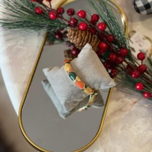 Turuncu / yeşil mineli kelepçe bileklik