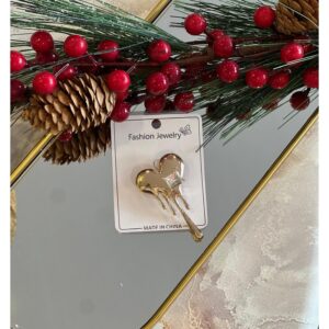 Gold taşlı akan kalp broş