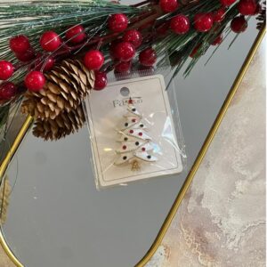 Yılbaşı beyaz çam ağacı broş