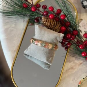 Pudra / yeşil zigzag mineli kelepçe