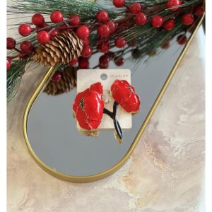 İkili kırmızı gelincik broş