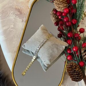 Taş işlemeli petek gold çelik bileklik