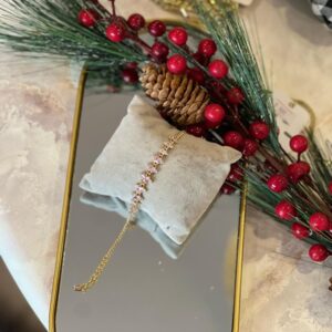 Pembe taşlı gold çelik bileklik