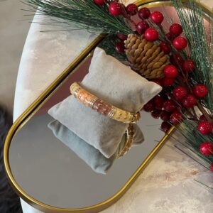 Pembe tonlu mineli kelepçe bileklik