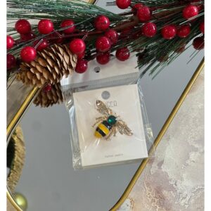 Yeşil taşlı arı broş